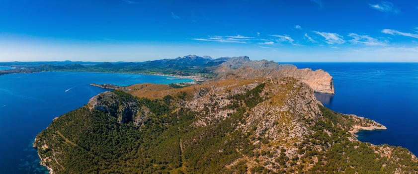 Aerial view of the beautiful cliffs in Mallorca, Spain. photo