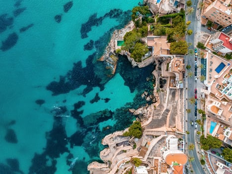 Aerial view on the island Mallorca, port and sea, town Palma-de-Mallorca. photo