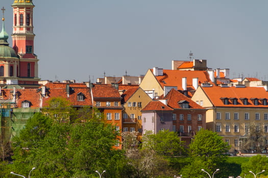 Old Town by the river Vistula picturesque scenery in the city of Warsaw, Poland photo