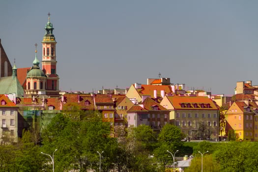 Old Town by the river Vistula picturesque scenery in the city of Warsaw, Poland photo