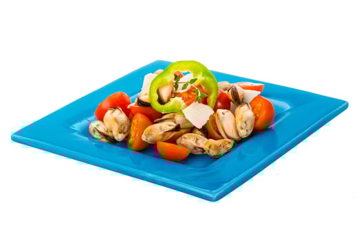 Salad with mussels and tomato photo