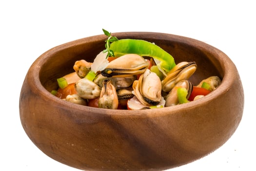 Mussells salad on white photo