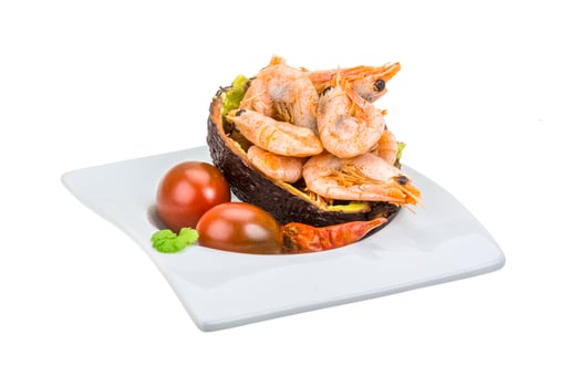 Shrimps in avocado photo