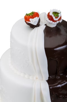Wedding cake on white background photo