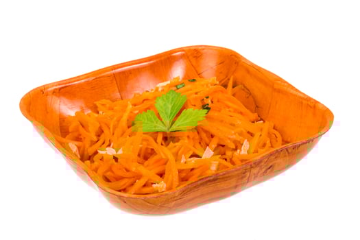 Korean carrot in a bowl on white background photo