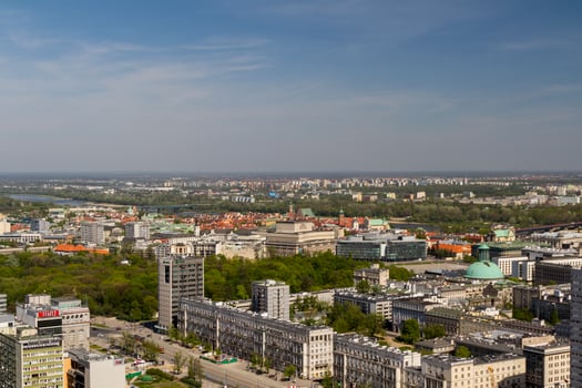 Warsaw skyline with warsaw towers photo