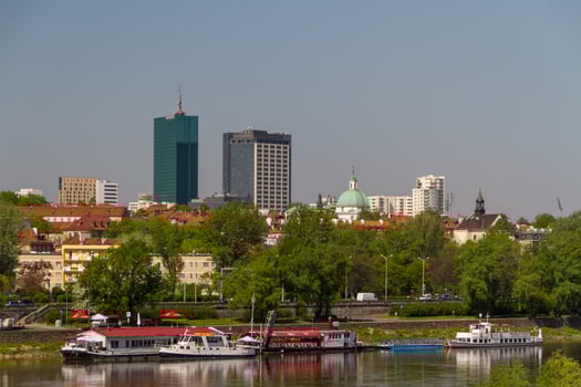 Old Town by the river Vistula picturesque scenery in the city of Warsaw, Poland photo