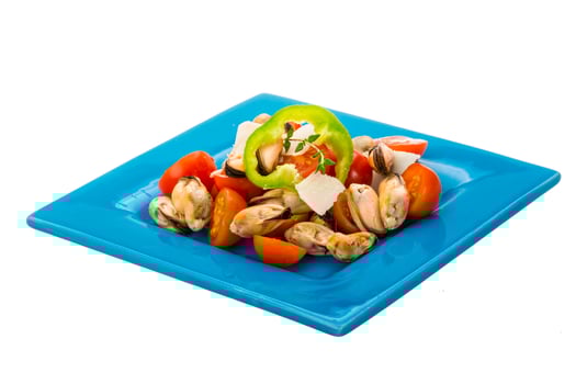 Salad with mussels and tomato photo