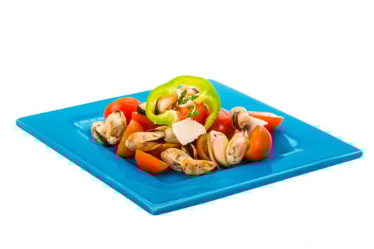 Salad with mussels and tomato photo