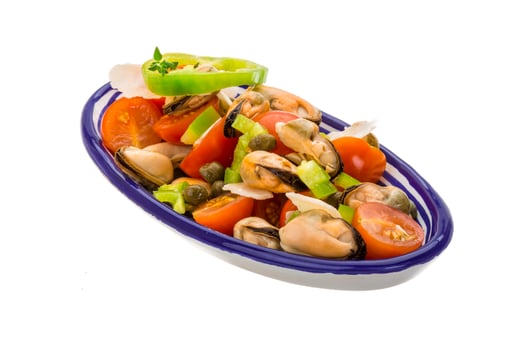 Mussells salad on white photo