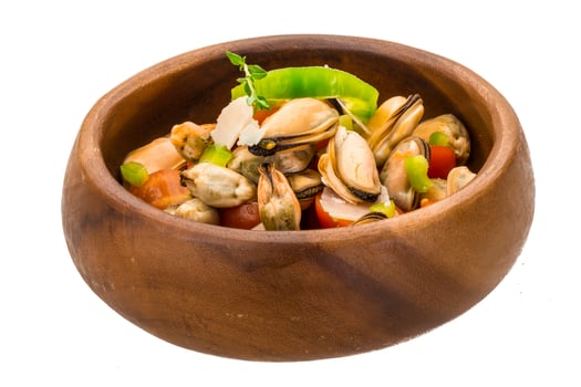 Mussells salad on white photo