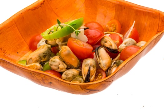 Mussells salad on white photo