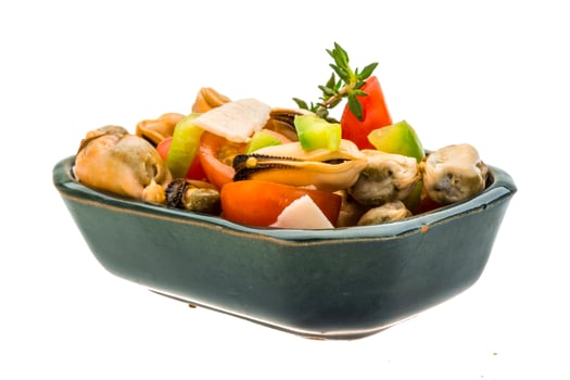 Mussells salad dish view photo