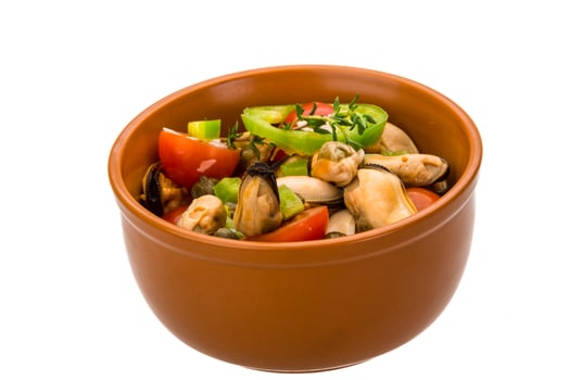 Salad with mussels and tomato photo