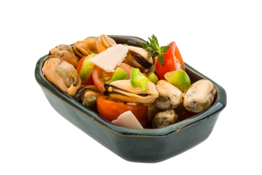 Mussells salad dish view photo