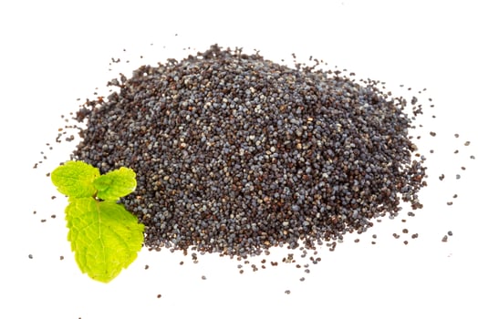 Poppy seed on white photo