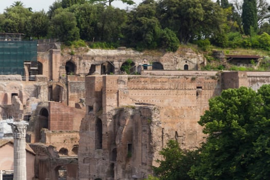 Building ruins and ancient columns  in Rome, Italy photo
