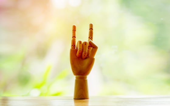 succeed The human hand is made of wood with success and fighting spirit. Great Victory and Pride photo