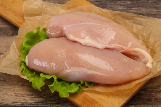Raw chicken breast ready for cooking photo