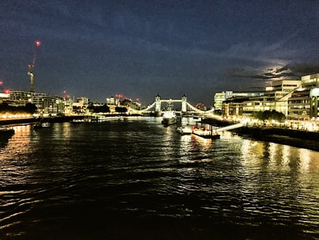 A view of Tower Bridge at night photo