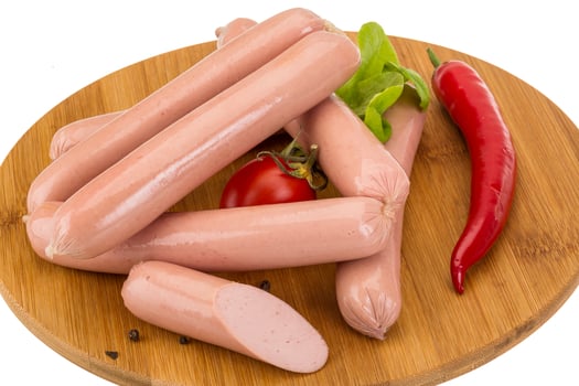 Sausages on white photo