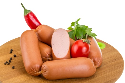 Sausages on white photo