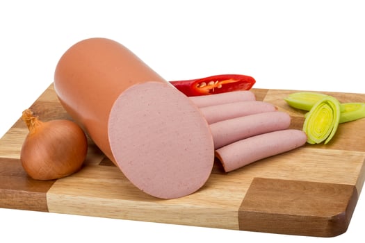 Sausages on white photo