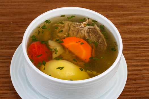 Beef soup with vegetables photo