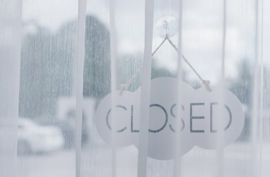 Sorry we are closed sign hang on door at coffee shop. photo