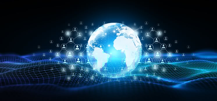 People network and global communication concept Business technology. photo