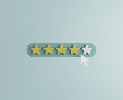 Five stars rating scale feedback for service 3D render illustration photo