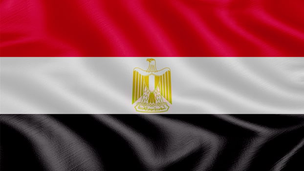 Flag of Egypt. Realistic Waving Flag 3d Render Illustration with Highly Detailed Fabric Texture. photo