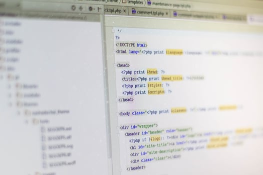 Programming code abstract screen of software developer photo