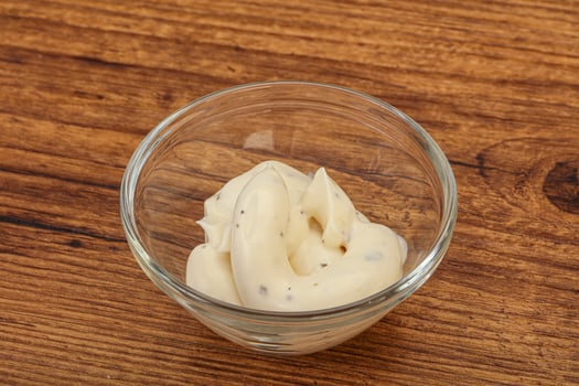 Caesar cream sauce with parmesan and herbs photo