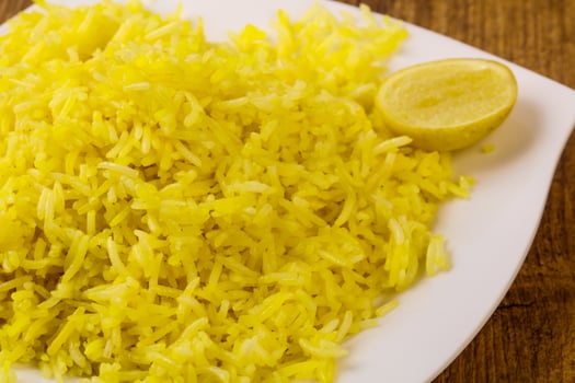 Yellow rice with lime photo
