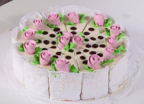 Cake with cream flowers photo