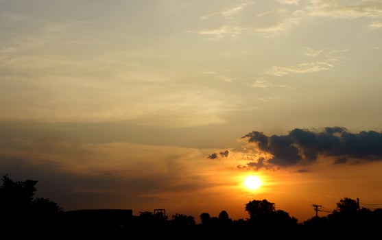 evening sunset backlight silhouette at rural capital photo