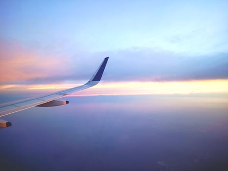 Blue sky from an airplane photo