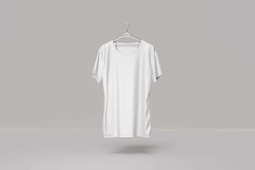 Blank white T-shirt used as design template. 3d render photo