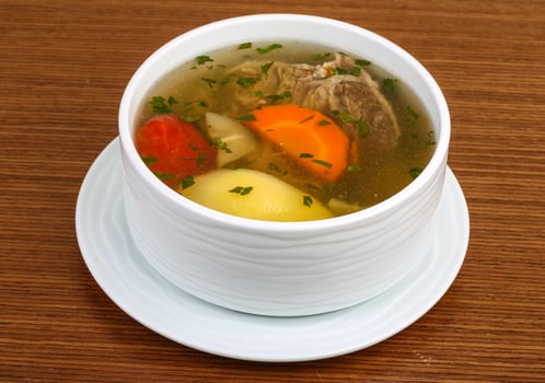 Beef soup with vegetables photo