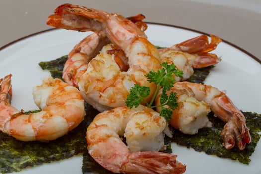 Tiger shrimps on the plate photo