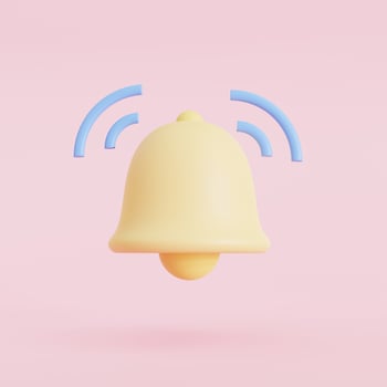 3D Notification message bell, icon alert, and alarm icon. 3d illustration photo