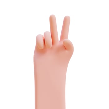 Cartoon hands. Hands raised to count fingers. 3d render illustration with Clipping path. photo