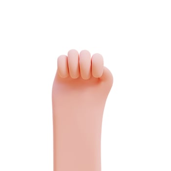 Cartoon hands. Hands raised to count fingers. 3d render illustration with Clipping path. photo