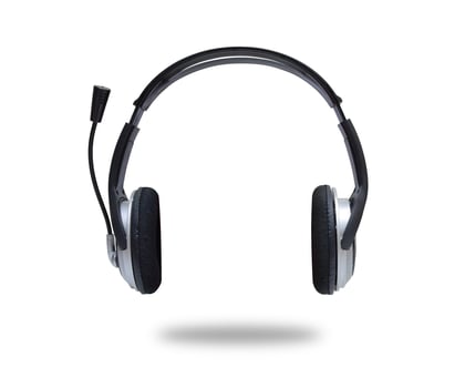 Front view of Over-Ear Headphones, Gamer or Call center headphone isolated on white background clipping path. photo