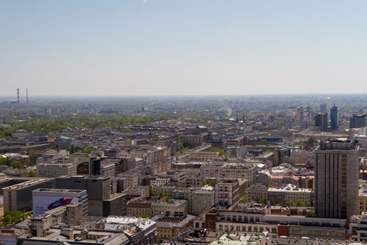 Warsaw skyline with warsaw towers photo