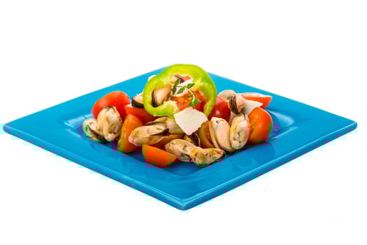 Salad with mussels and tomato photo