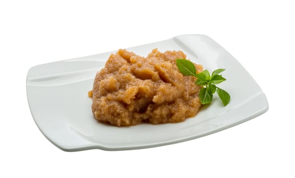 Pollock roe on the plate and white background photo