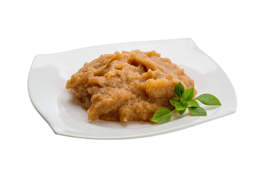 Pollock roe on the plate and white background photo