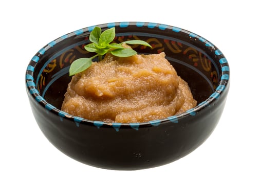 Pollock roe in a bowl on white background photo